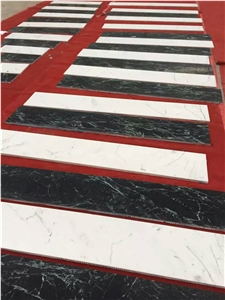 Black Marble & White Marble Floor Tiles Application 