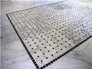 Black Marble & White Marble Floor Tiles Application 