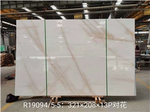Red Line White Jade Marble Tile Slabs Supplier 