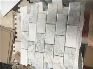 Bevel Carrara Brick Backsplash Mosaic Bath Wall Design Tile