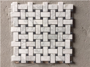 Carrara Basket Weave Wall Mosaic Tile Nero Marquina Flooring