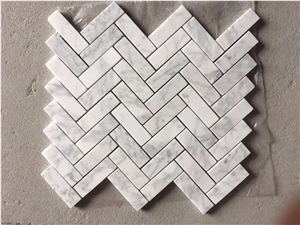 Carrara Herringbone 1X3 Kitchen Backsplash Mosaic Floor Tile