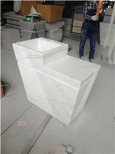 carrara white pedestal basin marble bathroom wash basin sink