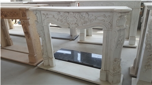 china white sculptured marble modern fireplace mantel indoor
