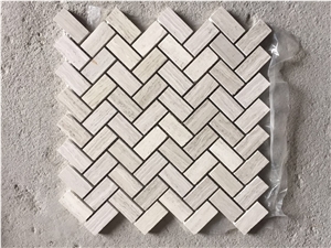 Chip Marble Mosaic Design Wood Herringbone Backsplash Tile
