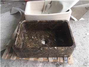 drop-in marble bath sink dark emperador kitchen wash basin