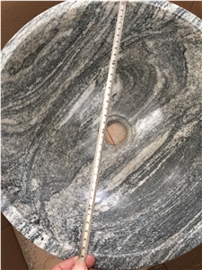 Grey Stone Bathroom Round Wash Basin G302 Drop-In Farm Sink 