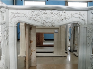 hunan white marble indoor modern fireplace mantel sculpture