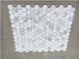 Marble Bath Mosaic Design Tile Calacatta Gold Hexagon Floor