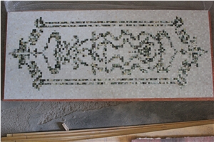 Mother Of Pearl Mosaic Waterjet Medallion Floor Rosettes 