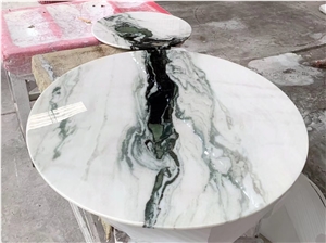 round panda white cafe table top marble restaurant work top