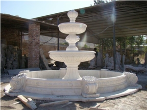 sculptured outdoor marble fountain white stone water feature