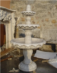 Sculptured White Marble Bard Bath Arabescato Indoor Fountain