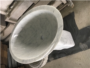 solid carrara bathroom wash basin marble pedestal oval sink