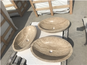 travertine bathroom wash basin stone oval vessel sink