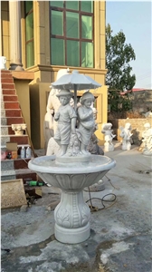 Two Tiers Sculptured Marble Garden Fountain Stone Bird Bath