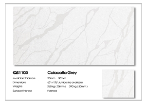 Calacatta Grey OEM ODM Artificial Stone for Countertops