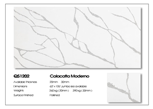 Calacatta Moderno Artificial Quartz for Countertop Table
