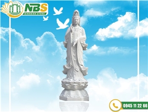 Buddha Statue Carved Guanyin white stone NBS-TQA250