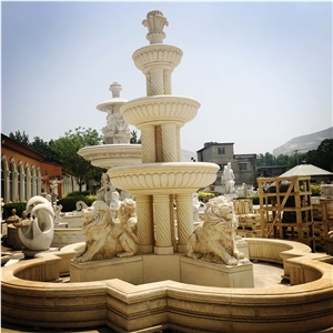 Beige marble large fountain