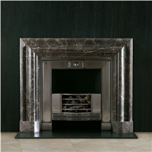 Brown marble fireplace mantel 