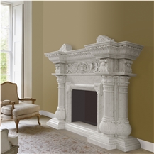 Italy classicle carving fireplace in Carrara marble