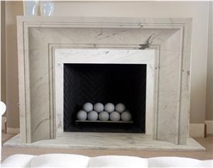 Modern style fireplace in white marble