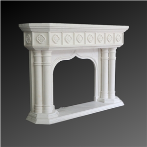 Royal white marble carving fireplace 003