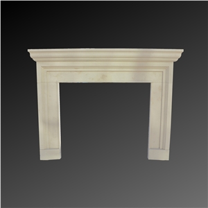 White liemstone modern fireplace 008