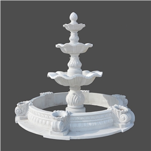 White marble shell carving large fountain 011