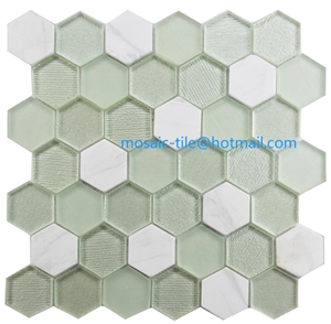 glass and marble stone mosaic tiles