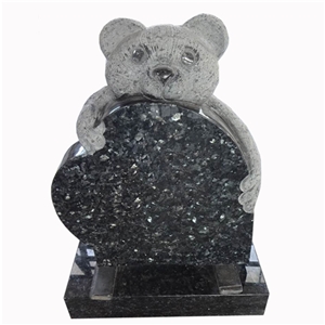 High Quality Blue Stone Bear Caved Heart Tombstones 