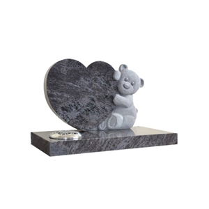 High Quality Blue Stone Bear Caved Heart Tombstones 