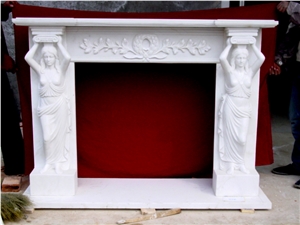 New Design Decorative White Natural Stone Marble Fireplace