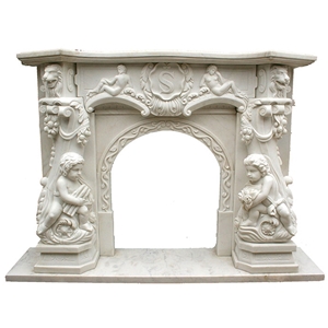 Outdoor White Marble Human Carved Fireplace Design Price 