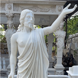 Pure White Marble Human Jesus Statue On Sale