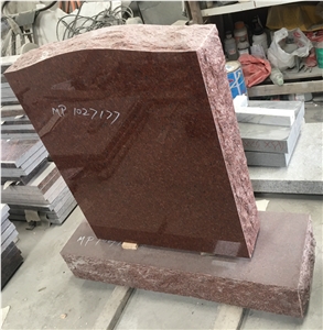 Indian Red Granite Upright Grave Marker