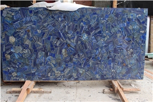 Semiprecious Stone Blue Sodalite Slabs Luxury Wall Panels
