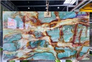 Brazilian Quartzite Dunhuang Fresco Bookmatched Wall Panels