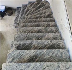 China Juparana Grey Granite Tile Waves Black Granite steps 