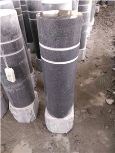 Dark Grey Granite Cylinder Parking Curbs Pillar Barriers 