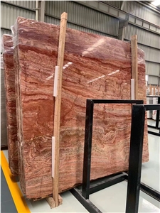 Exotic Red Travertine Polished Big Slabs For Special Sale