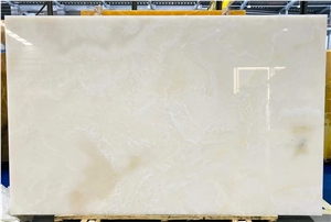 Polished Snow White Onyx Stone Bookmatched Wall Panels