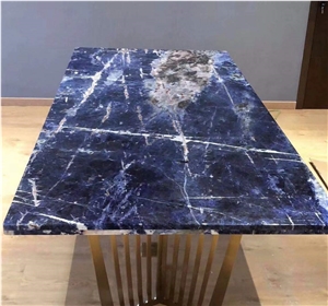 Tabletops Made Of Brazilian Exotic Azul Bahia Blue Granite 