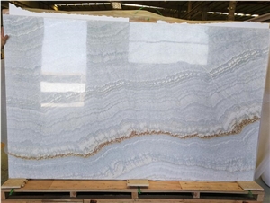 White Wood Veins Onyx Thin Panels for Wall Decoration