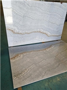 White Wood Veins Onyx Thin Panels for Wall Decoration