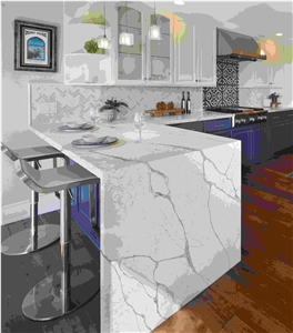  white with black veins quartz slabs for kitchentop  