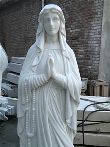 Chinese White Marble Life Size Virgin Maria Marble Statue