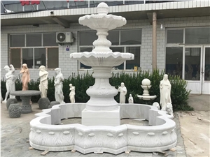 White Marble Carving Water Fountain