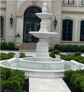  White Marble Carving Water Fountain